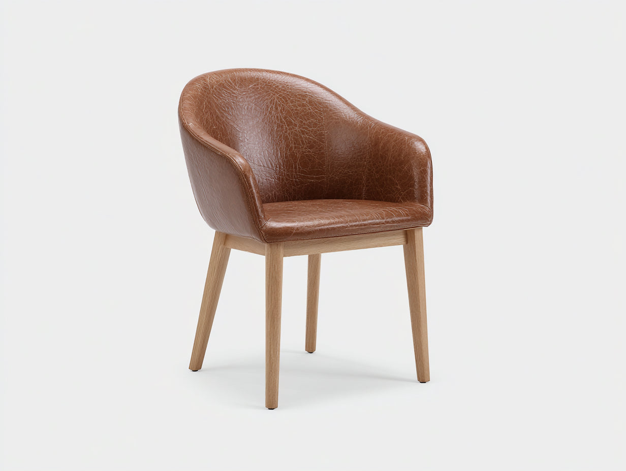 Sillas de comedor piel sintética 57x56x82 cm marrón y natural para comedor - diseño moderno