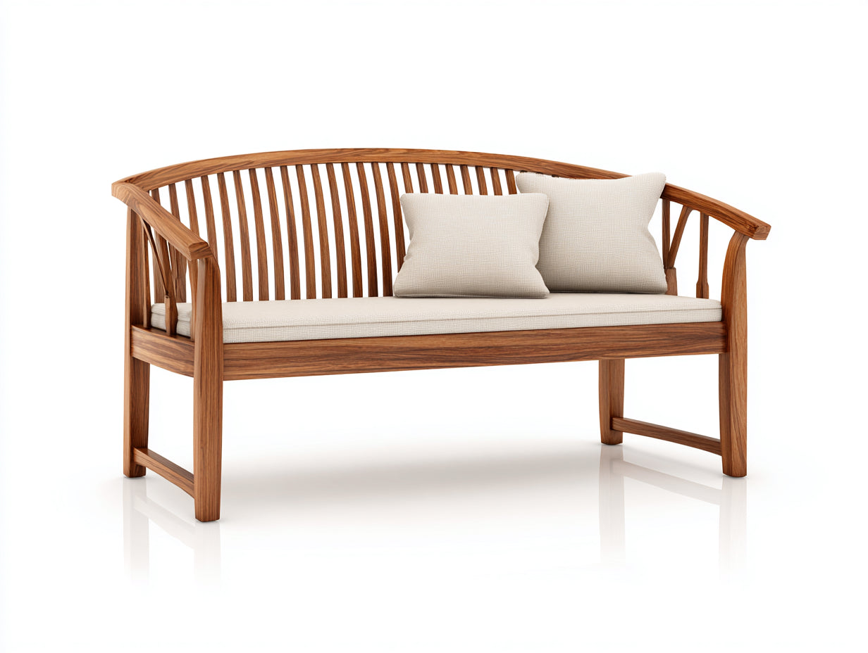 Bancos de jardín de madera 150x55x86 cm - color marrón-beige - estilo natural para exterior