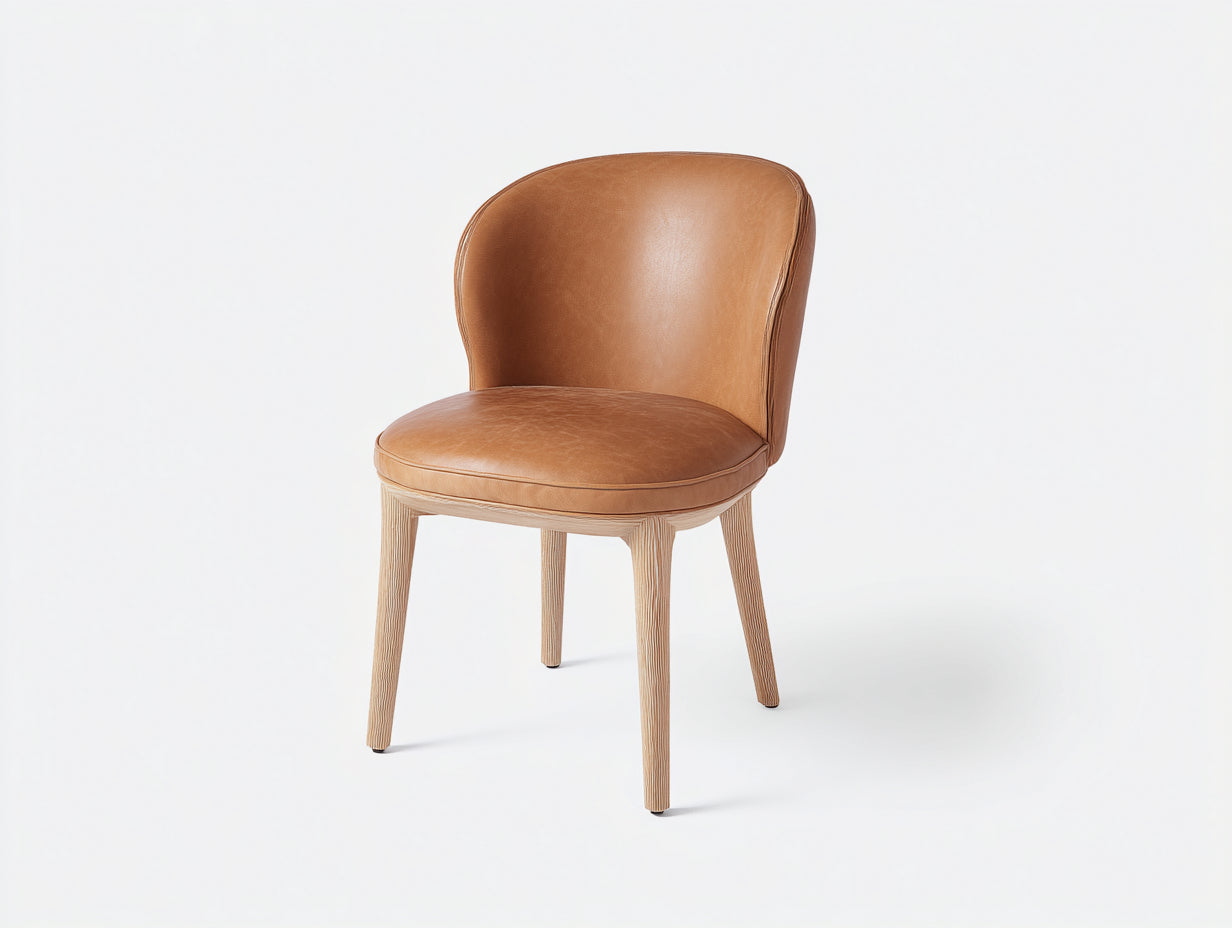 Sillas de comedor cuero sintético 50x58x82 cm marrón claro - Diseño contemporáneo con respaldo curvo