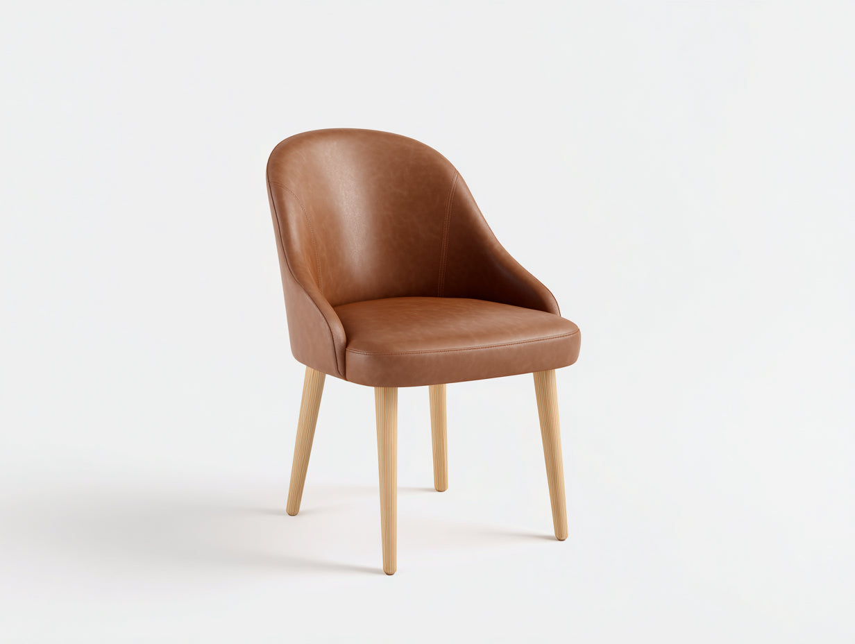 Sillas de comedor de cuero sintético 56x55x83 cm - marrón - patas de madera - estilo moderno para comedor