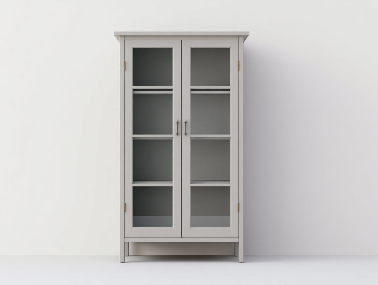 Vitrinas de madera y vidrio 85x40x180 cm - gris - 2 puertas - estilo moderno para salón y comedor