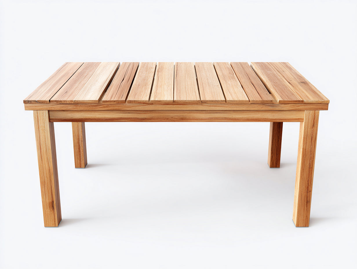 Mesas de jardín de madera 160x90x75 cm - marrón - tablero de listones - estilo natural para exterior