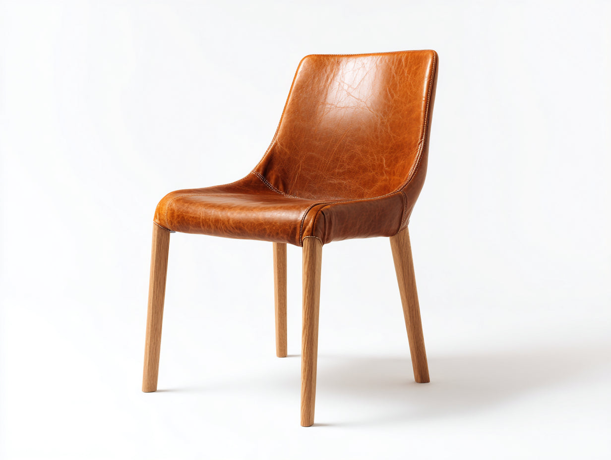 Sillas de comedor cuero sintético 48x56x84 cm marrón coñac - Diseño moderno con patas de madera