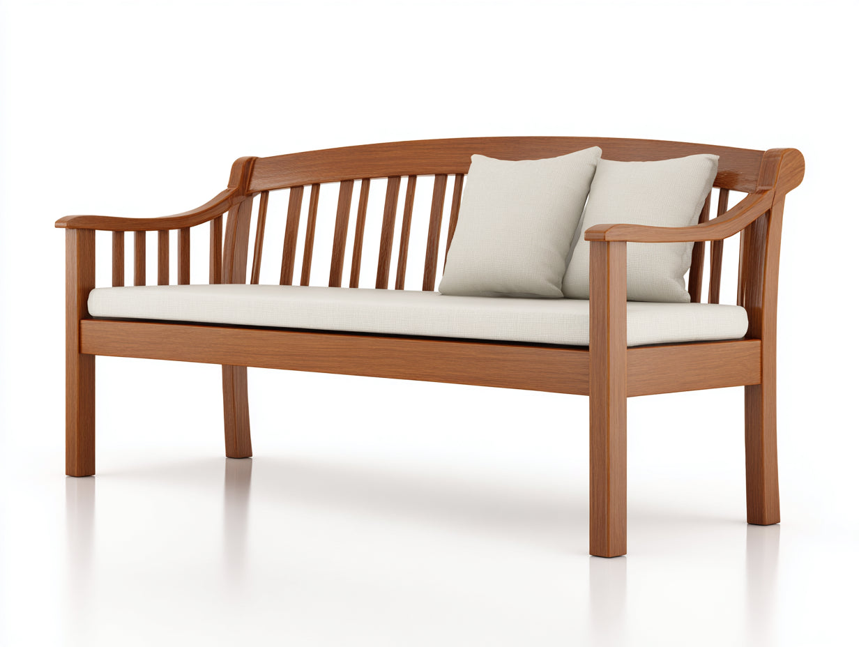 Bancos de jardín de madera 145x58x88 cm marrón para exterior - diseño clásico con asiento acolchado