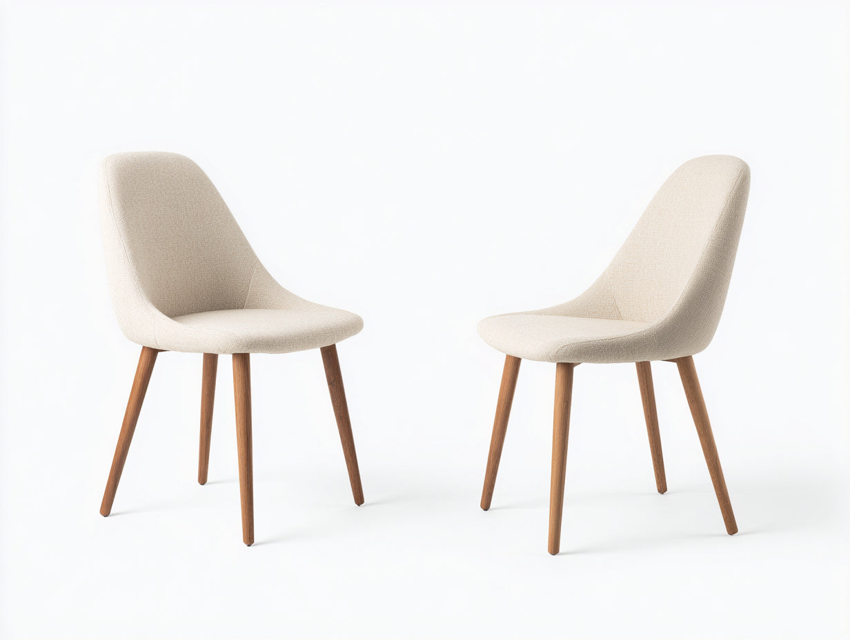 Sillas de comedor tapizadas 52x56x82 cm - beige-marrón - patas de madera - estilo nórdico para comedor