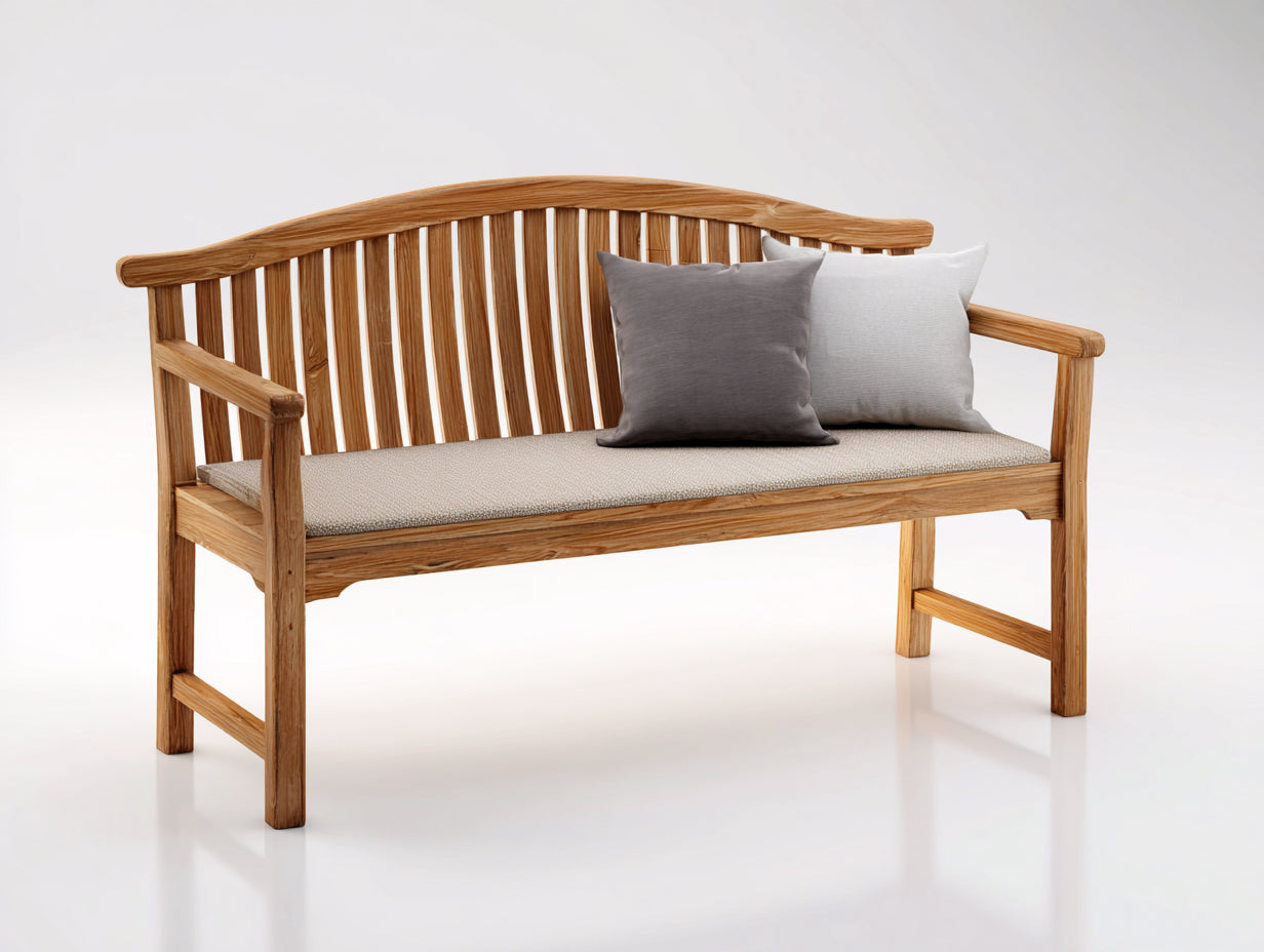 Bancos de jardín de madera 160x60x90 cm - marrón - respaldo curvado con reposabrazos - estilo natural para exterior
