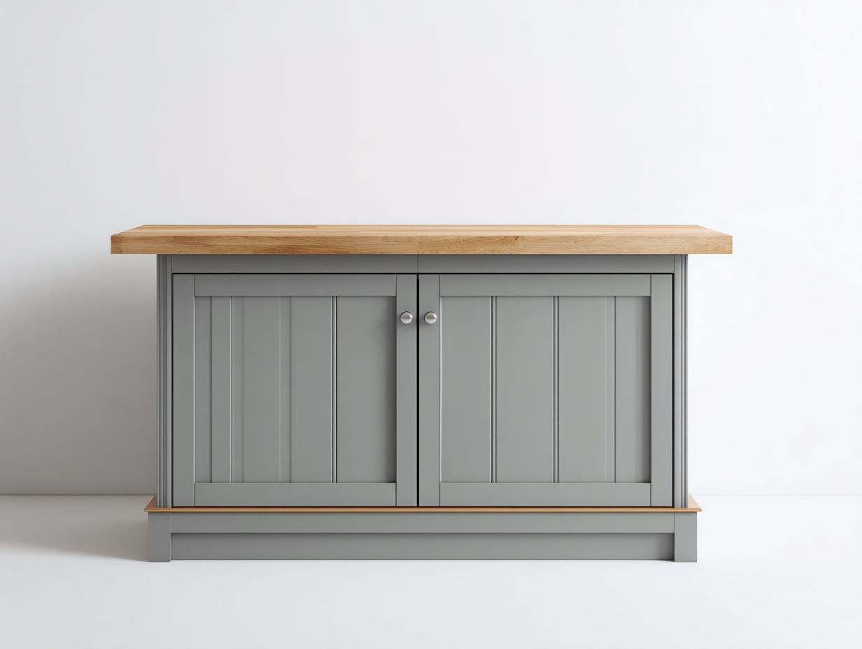 Aparadores de madera 140x42x82 cm gris y roble natural para comedor - diseño clásico con puertas