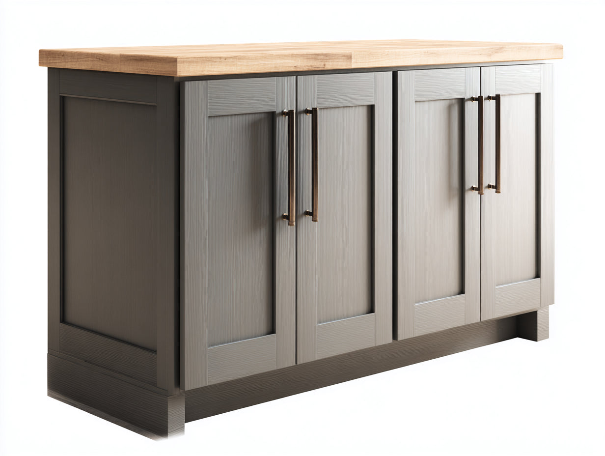 Aparadores de madera 150x45x85 cm gris y roble natural para comedor - diseño moderno con puertas