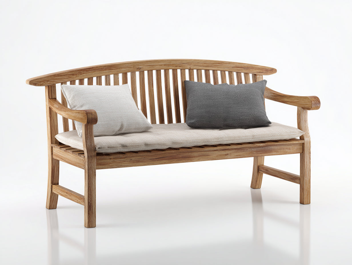 Bancos de jardín madera 140x60x88 cm natural-beige - Diseño clásico con respaldo curvo