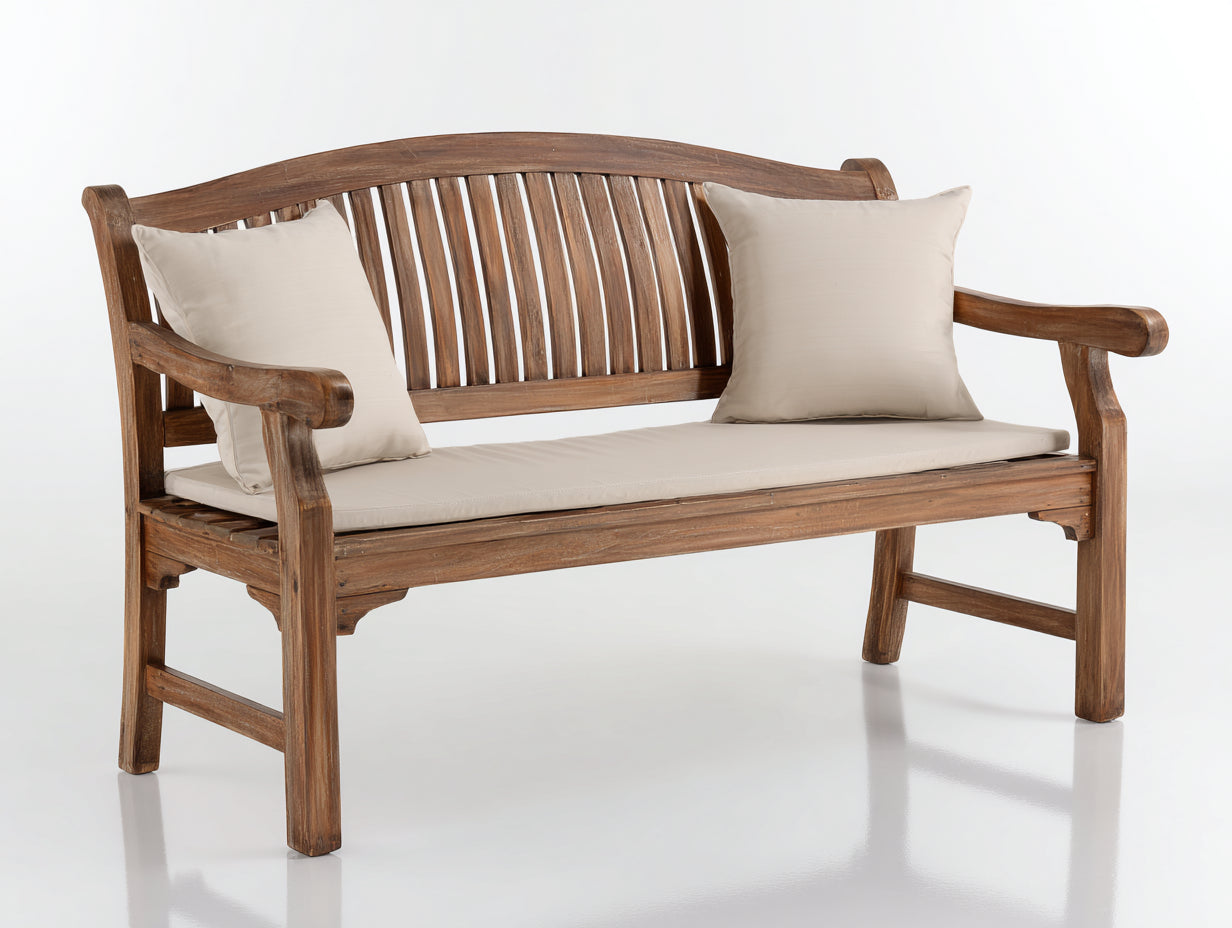 Bancos de jardín de madera 150x60x92 cm marrón para exterior - diseño clásico con asiento acolchado