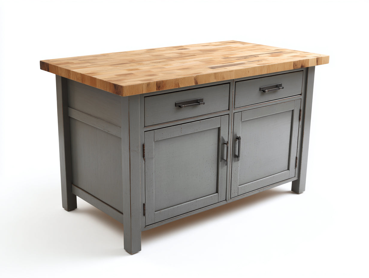 Aparadores de madera 135x60x90 cm - color gris-marrón - 2 puertas 2 cajones - estilo rústico para salón
