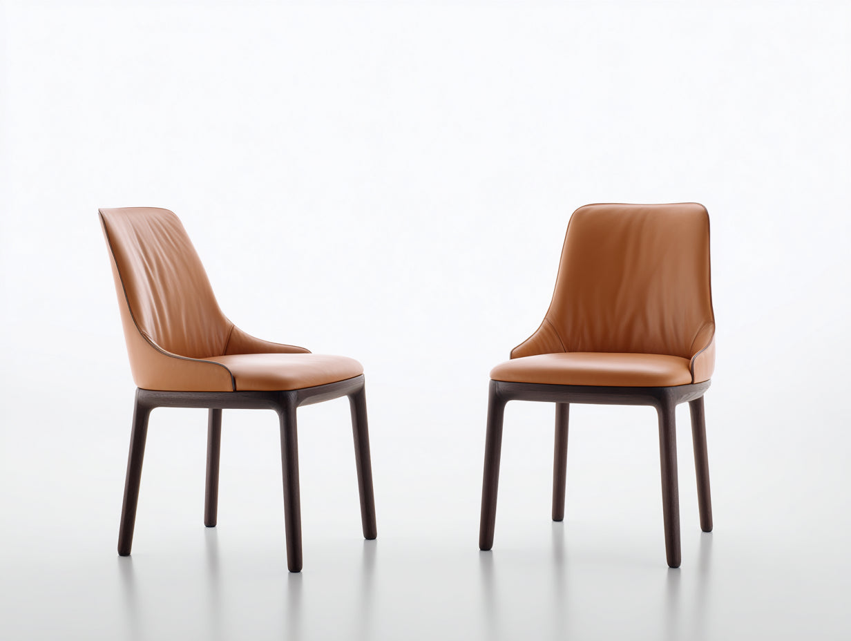 Sillas de comedor tapizadas 48x55x86 cm - color marrón - patas de madera - estilo moderno para comedor