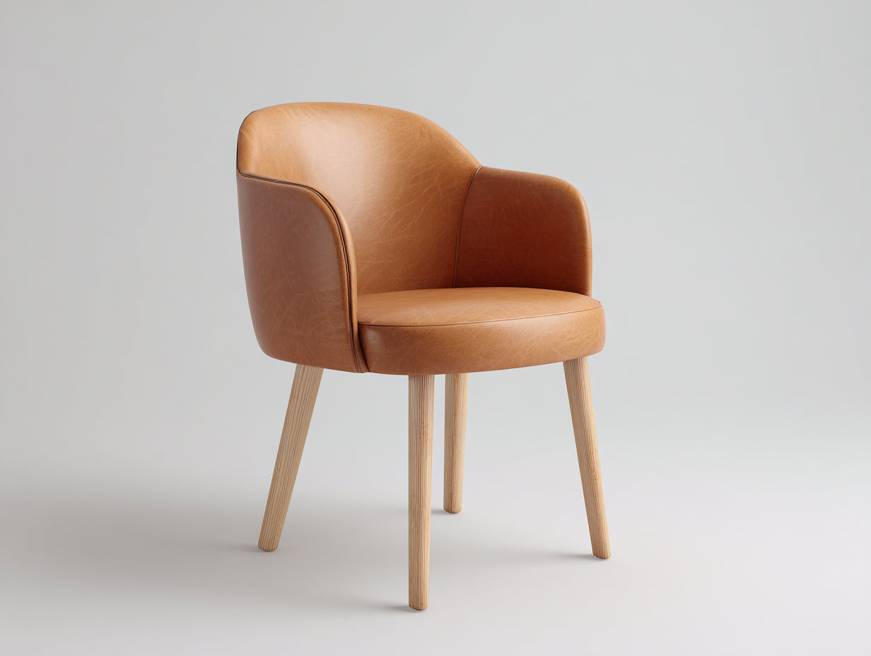 Sillas de comedor cuero 55x55x80 cm marrón - Estilo moderno con respaldo y brazos
