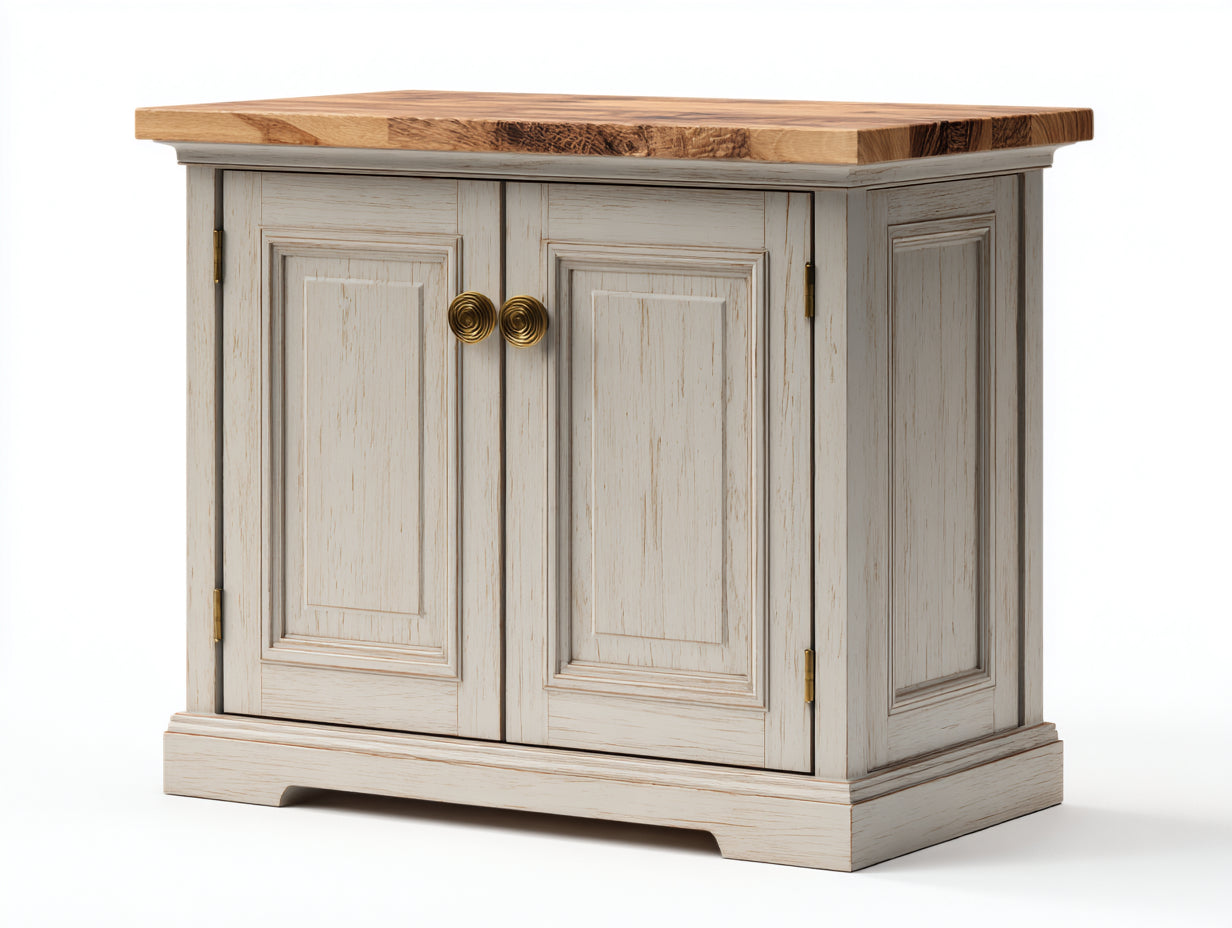 Aparadores madera 80x40x85 cm blanco-natural - Estilo clásico con 2 puertas