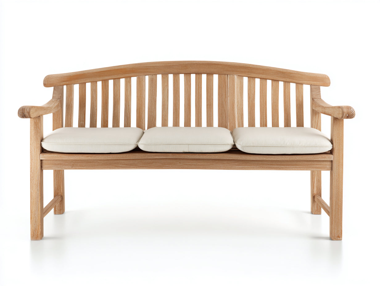 Bancos de jardín de madera 155x60x90 cm natural para exterior - diseño clásico con asiento acolchado
