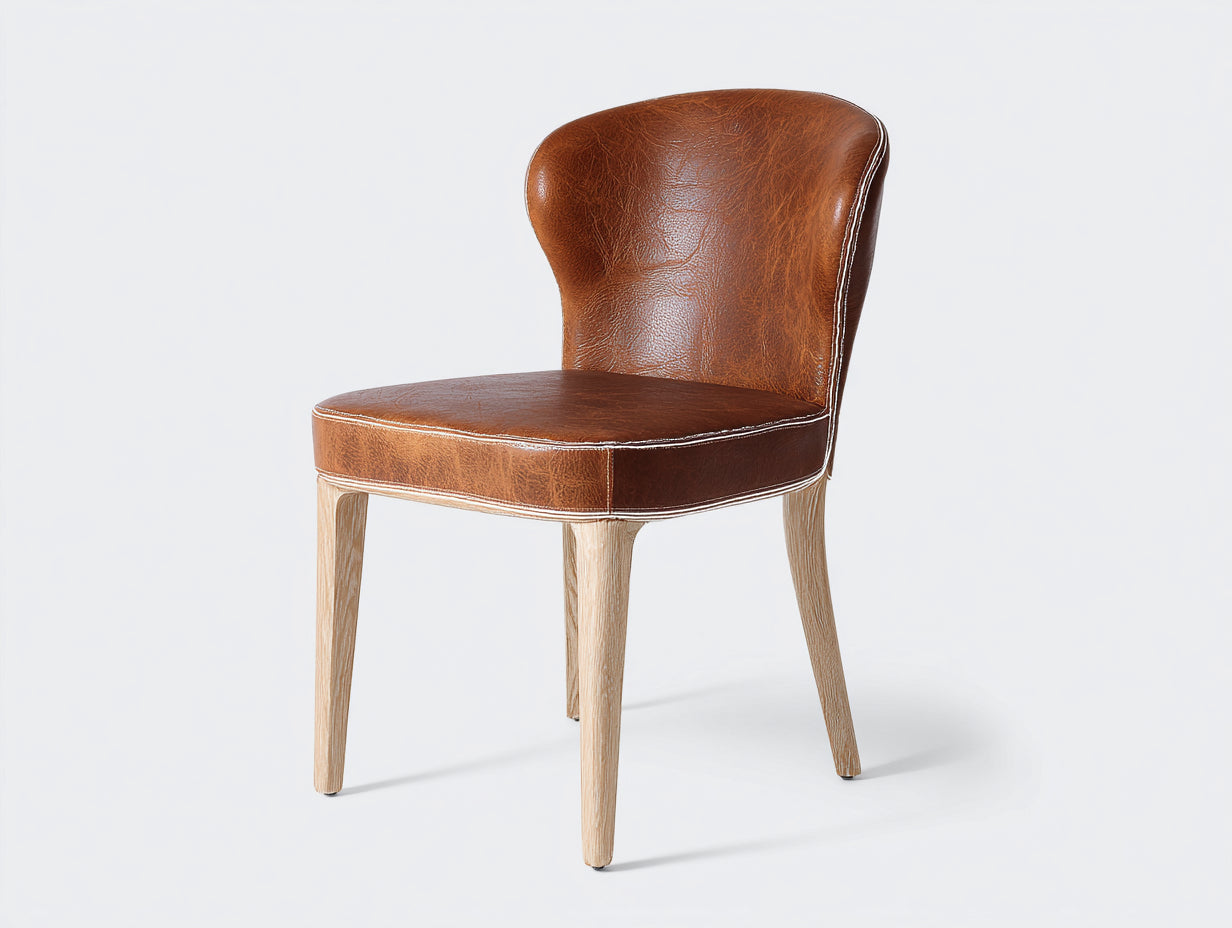 Sillas de comedor de cuero sintético 50x54x82 cm - marrón - patas de madera - estilo retro para comedor